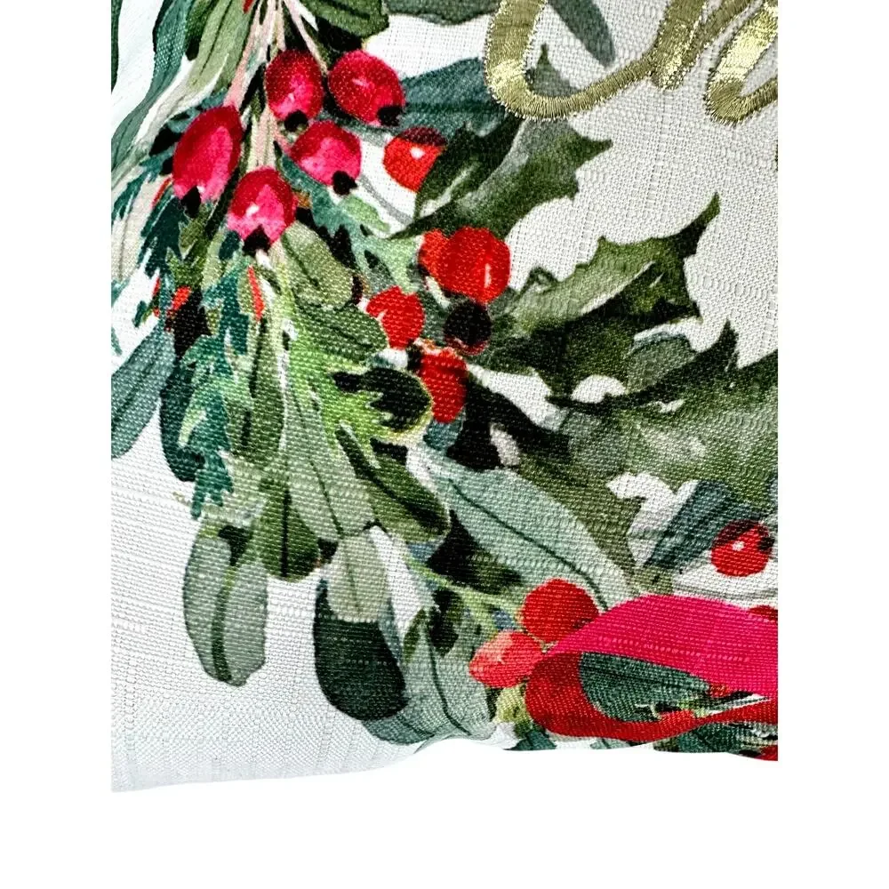 Christmas Wreath Embroidered Gold Merry Christmas 17